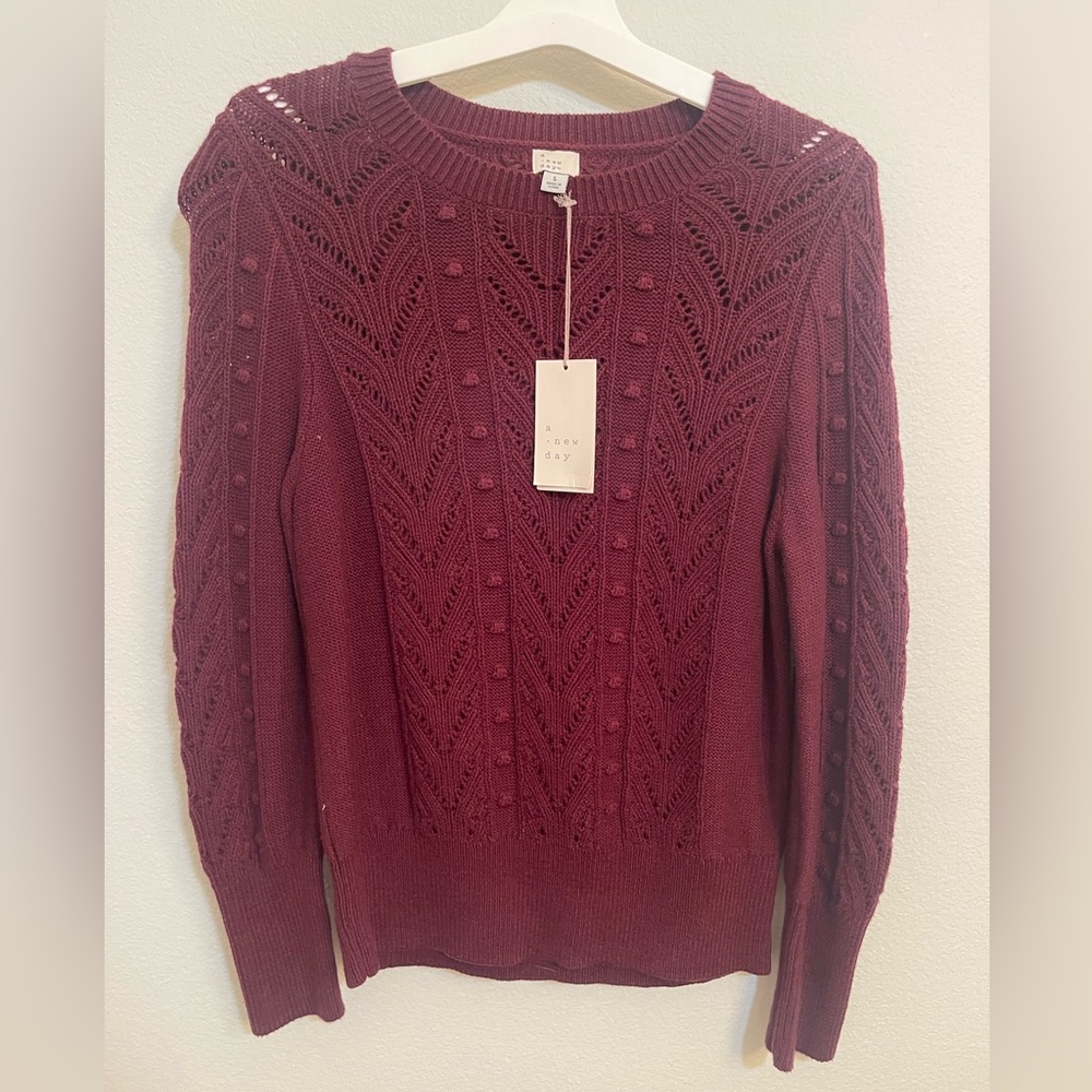 Burgundy Knit Sweater | A New Day